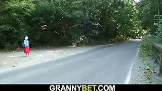 Picked up old granny gets will not hear of hairy cunt fucked