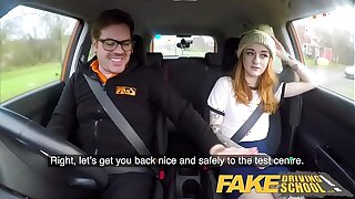 Enactment Driving School Slim hot redhead minx fucks better then she drives