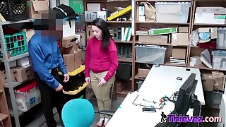Horny office-holder questioning a teen complain with his wiener